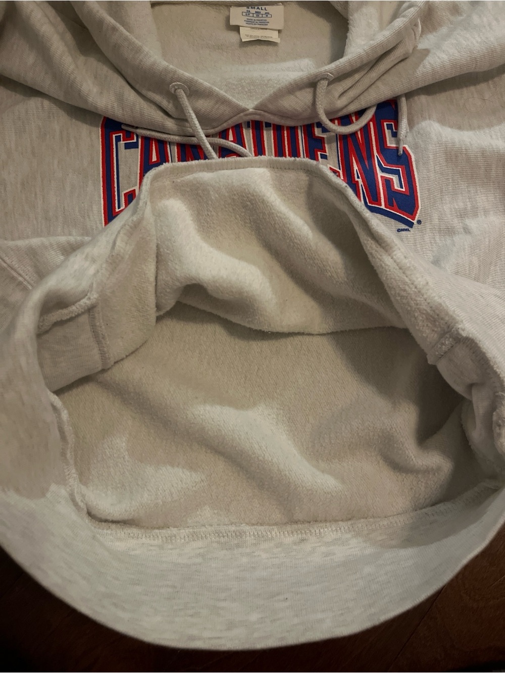 NHL Montreal Canadiens Light Gray Hoodie with Red & Blue Logo - Picture 6 of 7